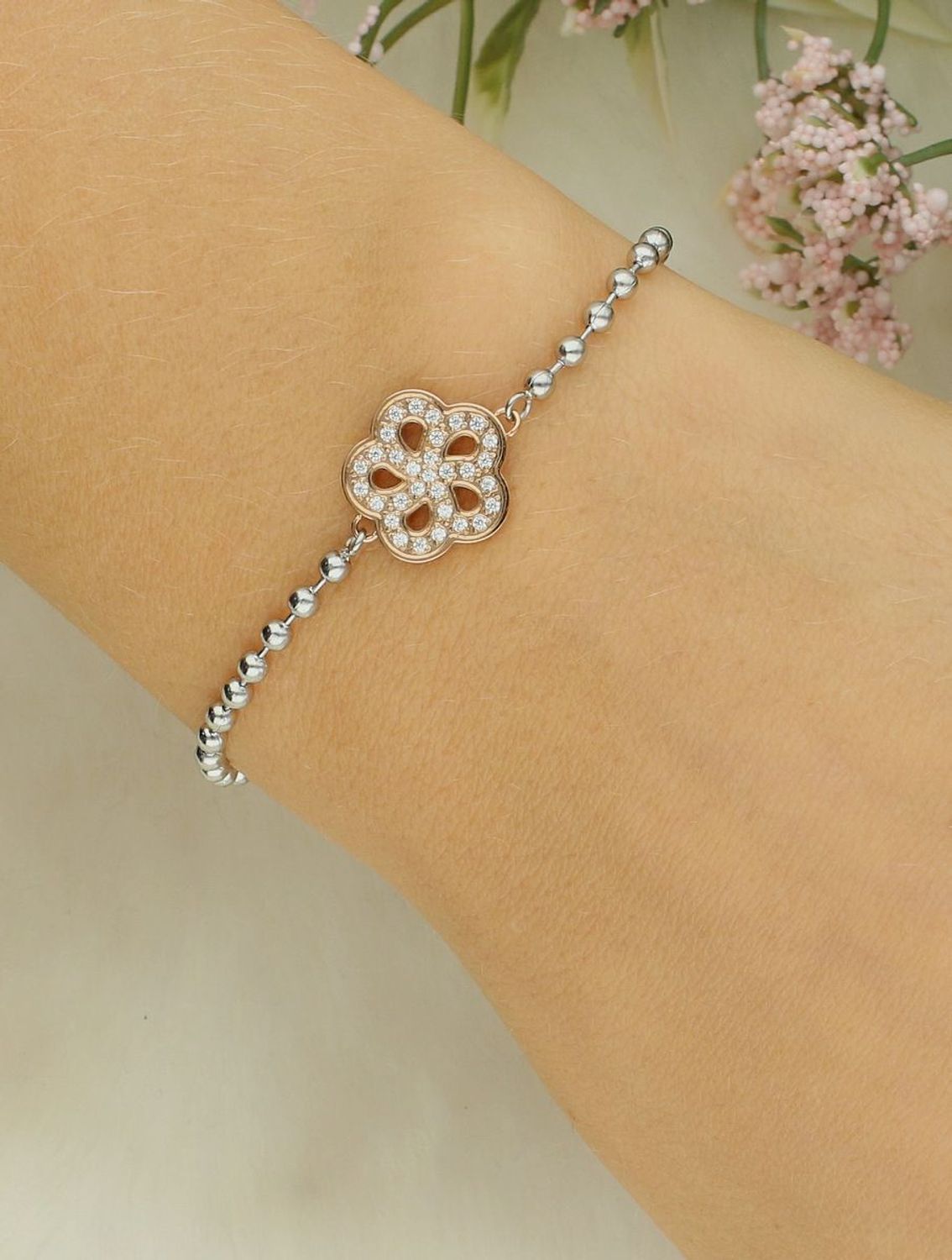 Bransoletka Nomination stalowa Italy Soffio d'amore różowe złoto Kwiat 134003 059.png